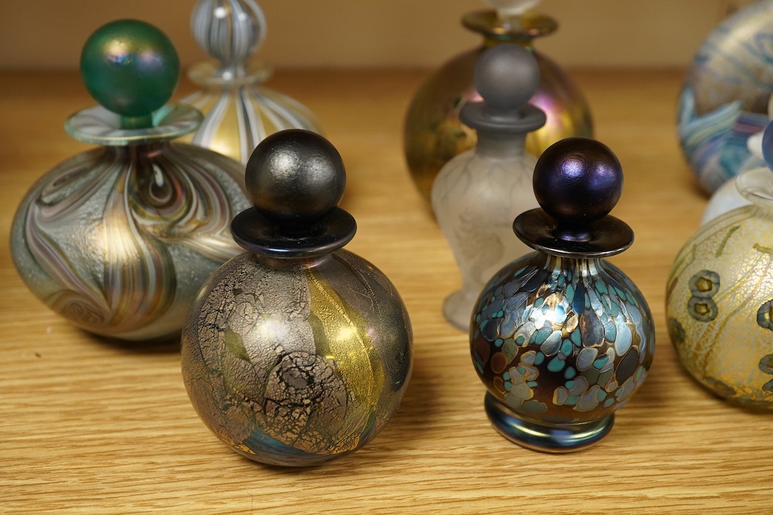 A collection of thirteen Isle of Wight scent bottles, tallest 15cm